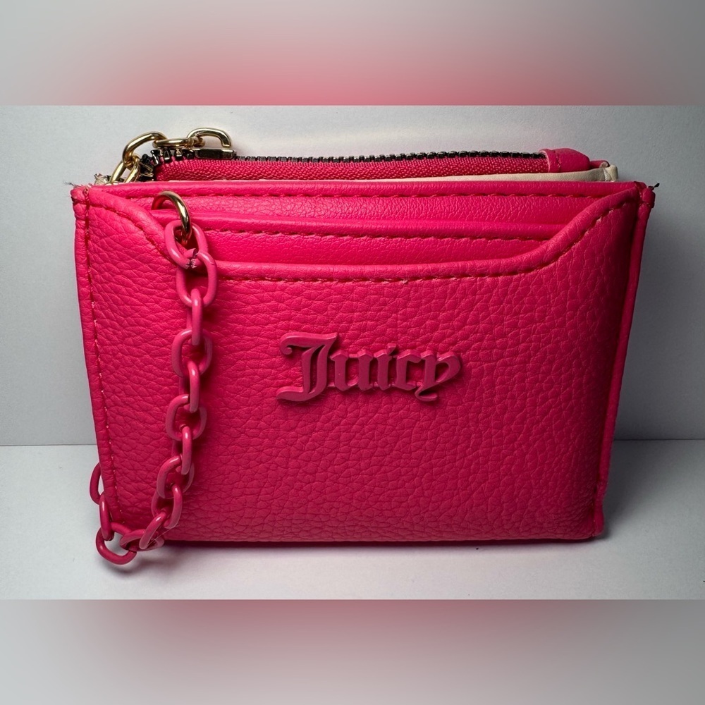 Juicy Couture hot pink wallet with attached card holder